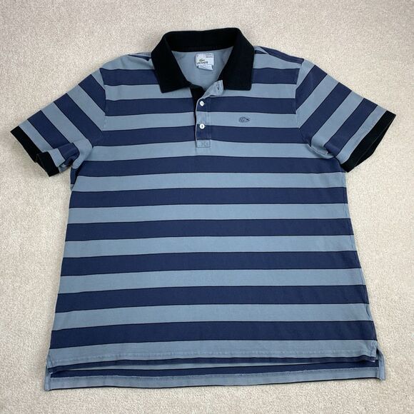 Lacoste Vintage Washed Polo Striped Shirt Men’s Size 8 3X Blue Crocodile Logo - Picture 1 of 13